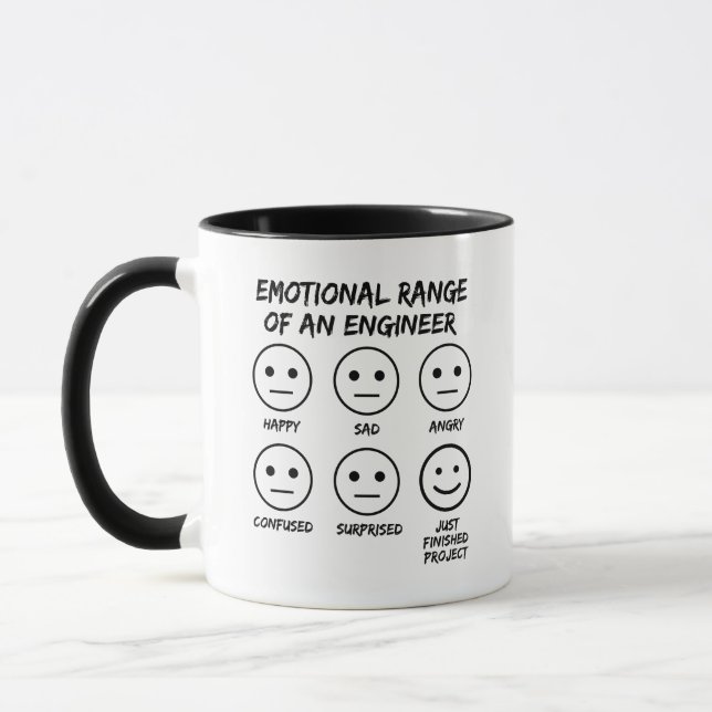 Funny Emotional Range eines Ingenieurlüfters Tasse (Links)