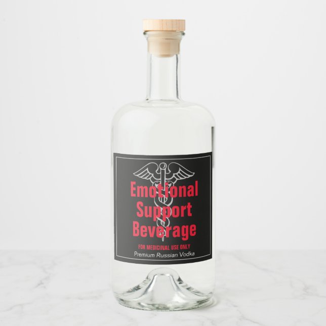 Funny Emotional Support - Anwendung von Getränkeme Alkoholflaschenetikett (Vorderseite)