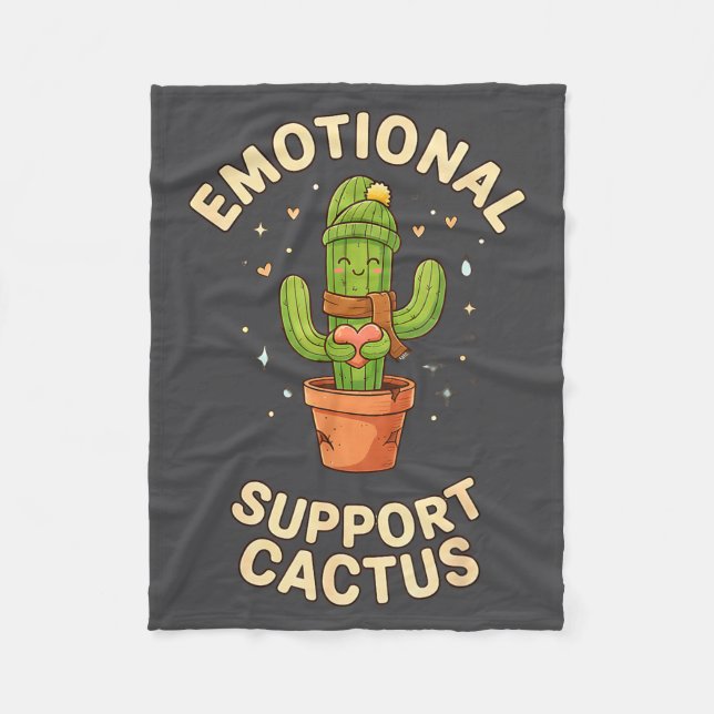 Funny Emotional Suprt Cactus Kawaii Succulent Plan Fleecedecke (Vorderseite)