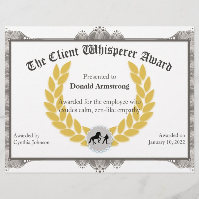 Funny Employee Award - Client Whisperer (Vorderseite)