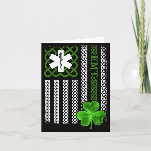 Funny Ems Emt Paramedic Gift St Patricks Day Shirt Karte (Vorderseite)
