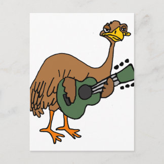 Funny Emu Bird Playing Gitarre Cartoon Postkarte