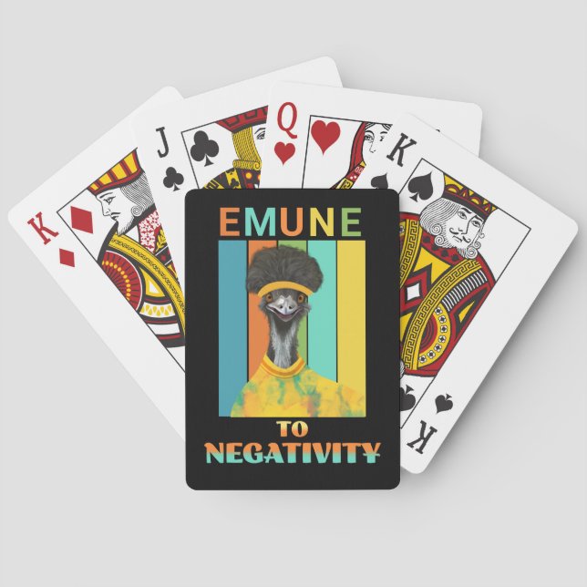 Funny Emu Bird Pun - Emune to Negativity Spielkarten (Rückseite)