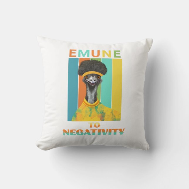 Funny Emu Pun - Emune to Negativity Kissen (Vorderseite)