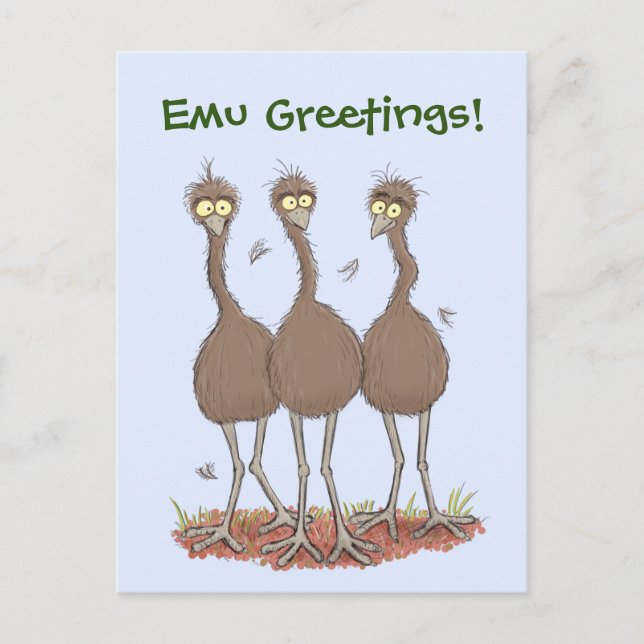 Funny emu trio Cartoon Illustration Postkarte (Vorderseite)
