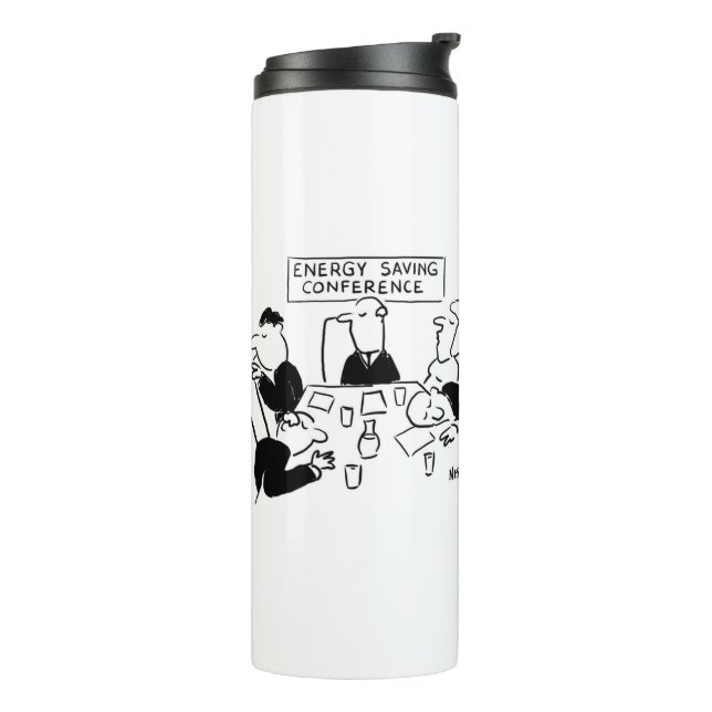 Funny Energy Rettend Cartoon Thermosbecher (Nach links gedreht)