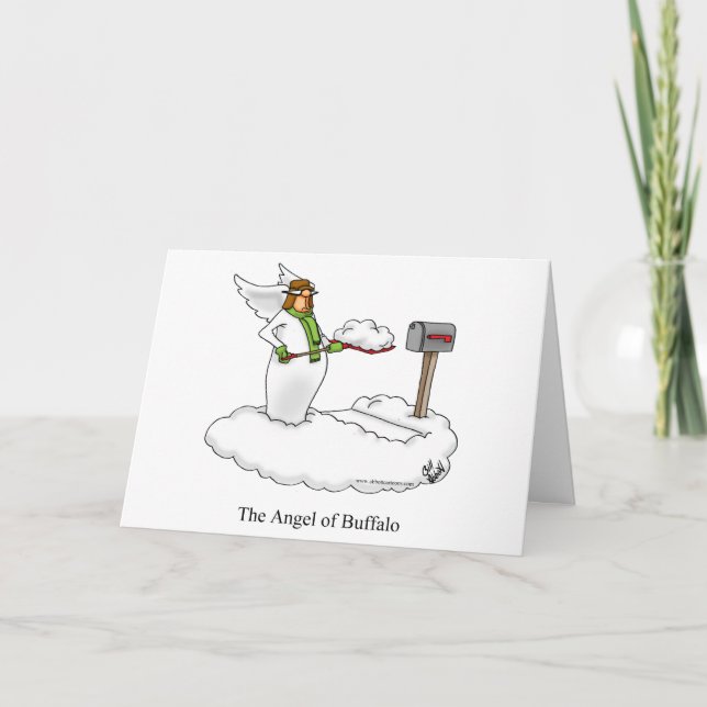 Funny Engel von Buffalo Snow Spaß Grußkarte Karte (Vorderseite)