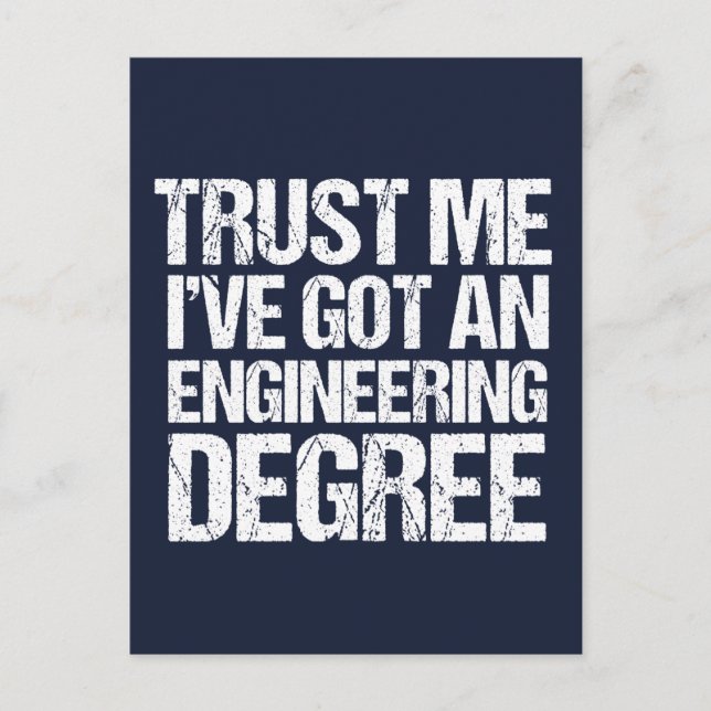 Funny Engineering Abschluss Engineer Degree Blue Postkarte (Vorderseite)