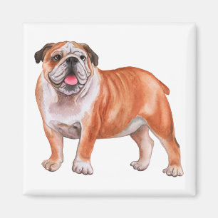 Funny English Bulldog Liebe Watercolor Puppy Dog Magnet
