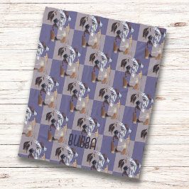 Funny English Bulldog Lila Tiled Fleecedecke