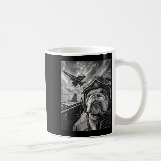 Funny English Bulldog Selfie Fighter Jet Lot Aviat Kaffeetasse (Rechts)