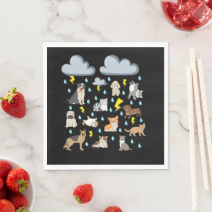 Funny English Idiom Raining Katzen und Hunde Welpe Serviette