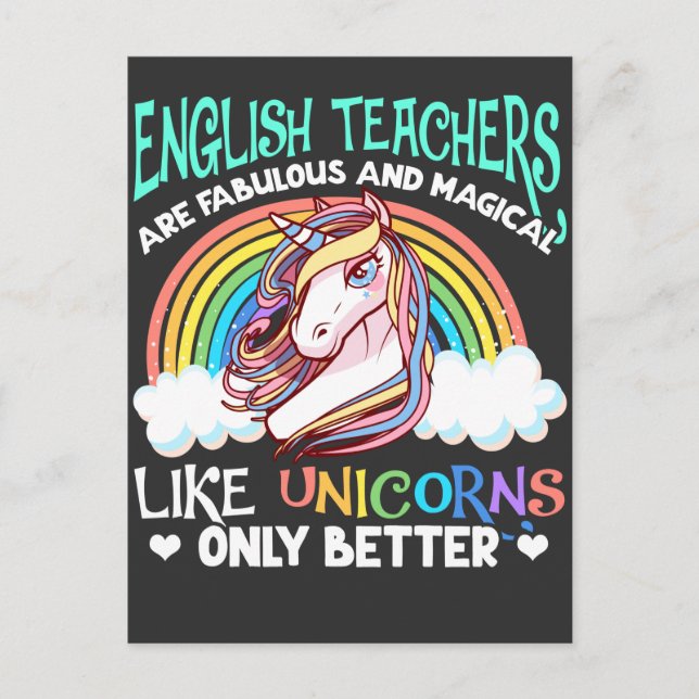 Funny English Teacher Magical Unicorn Lover Postkarte (Vorderseite)