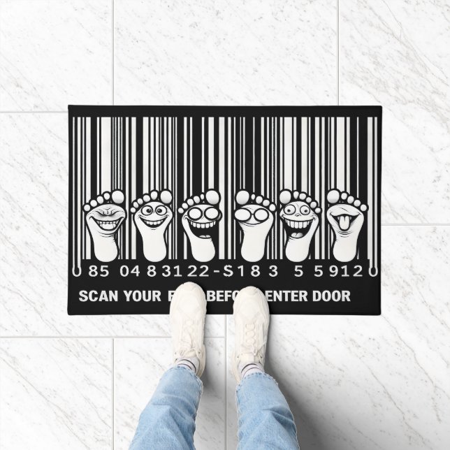 Funny Entertainment Footprint Barcode Doormat Fußmatte (Indoor)