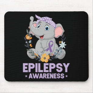 Funny Epilepsy Awareness Blume Elephant Ribbon 1 Mousepad
