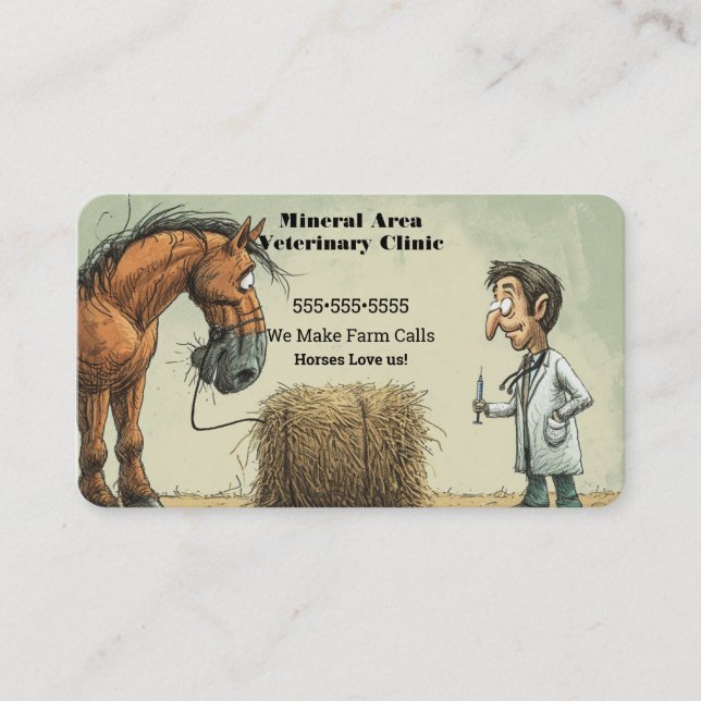 Funny Equine Carte de visite vétérinaire (Devant)