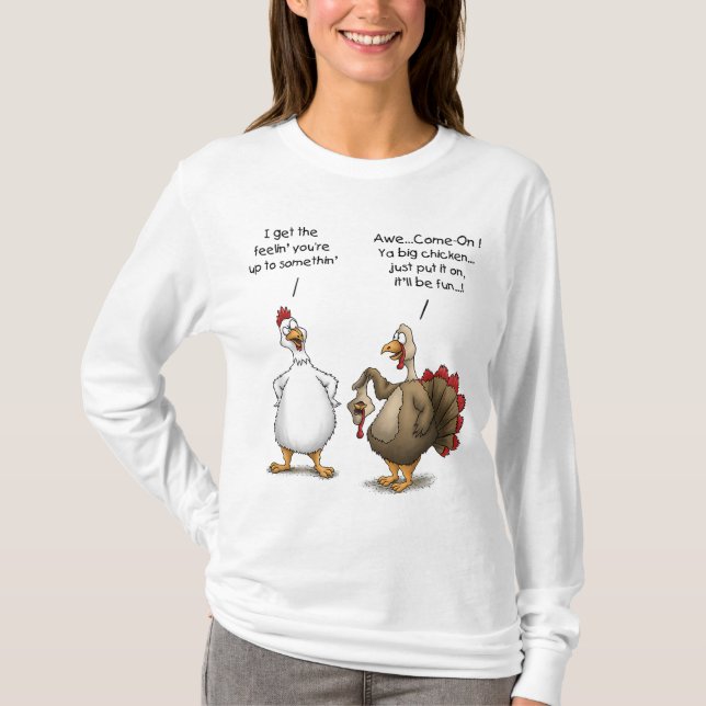 Funny Erntedank Big Chicken Es wird Spaß in der Tü T-Shirt (Vorderseite)