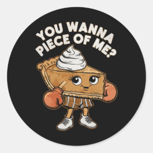 Funny Erntedank Boxing Pumpkin Pie You Wanna Pi Runder Aufkleber