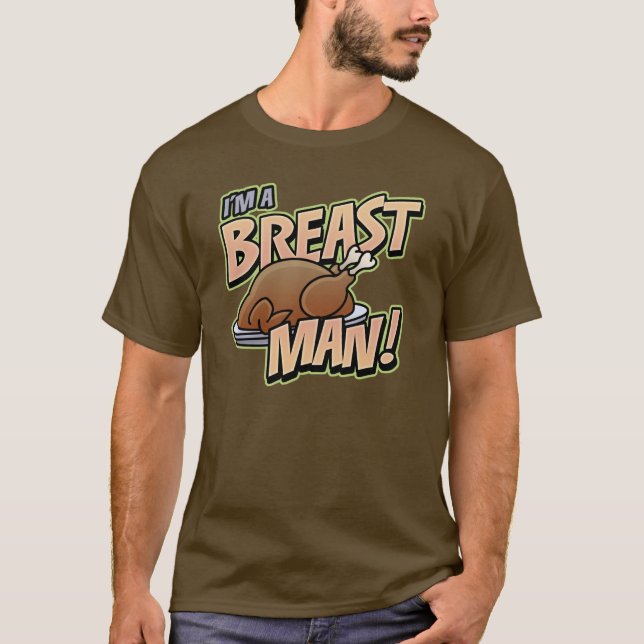 Funny Erntedank Breast Man Basic dunkel t Shirt (Vorderseite)