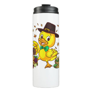 Funny Erntedank Duck Turkey Boys Girls Thermosbecher