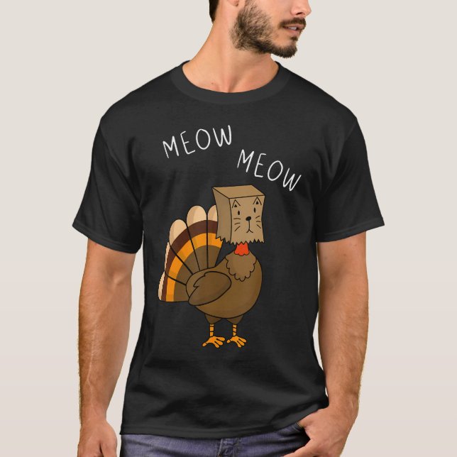 Funny Erntedank Fake Cat Meat mit der Türkei T-Shirt (Vorderseite)