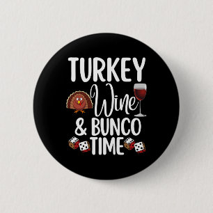 Funny Erntedank Fall Spaß Türkei Wein und Bunc Button