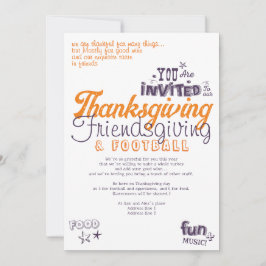 Funny Erntedank Friendsgiving & Football Party Einladung