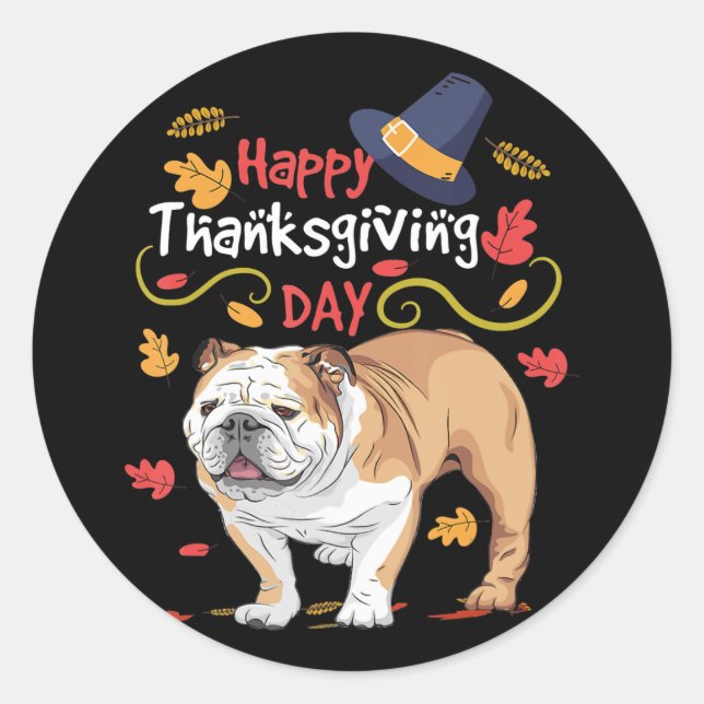 Funny Erntedank Geschenke für English Bulldog Runder Aufkleber (Vorderseite)