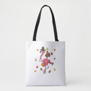 Funny Erntedank Pilgrim Flamingo mit Türkei Cu Tasche