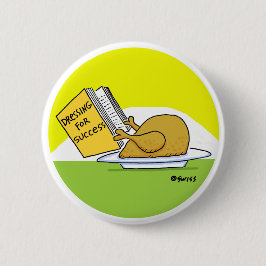 Funny Erntedank Roast Turkey Cartoon Button
