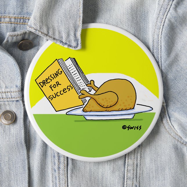 Funny Erntedank Roast Turkey Cartoon Button (Beispiel)