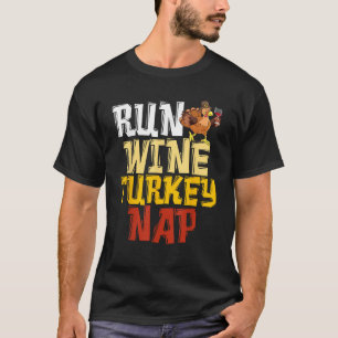Funny Erntedank Runner Run Wine Türkei Nickerchen T-Shirt
