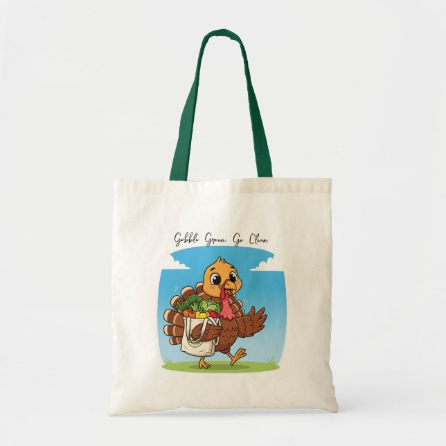 Funny Erntedank Tasche - Gobble Green Go Clean Su (Vorne)