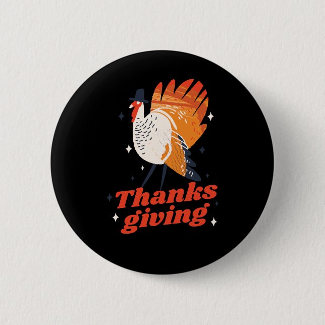 Funny Erntedank Türkei Abendessen Button (Vorderseite)
