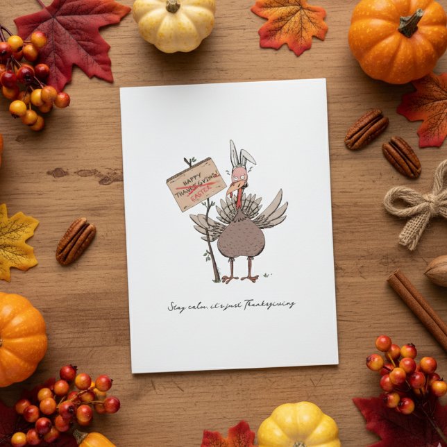 Funny Erntedank Türkei Feiertagskarte (Funny Turkey Thanksgiving Card. Turkey Humor for Fall Celebrations. Rustic Hand Drawn Turkey Cartoon)