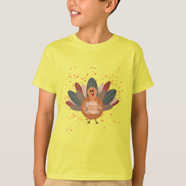 Funny Erntedank Türkei Herbstfamilie T-Shirt (Vorderseite)