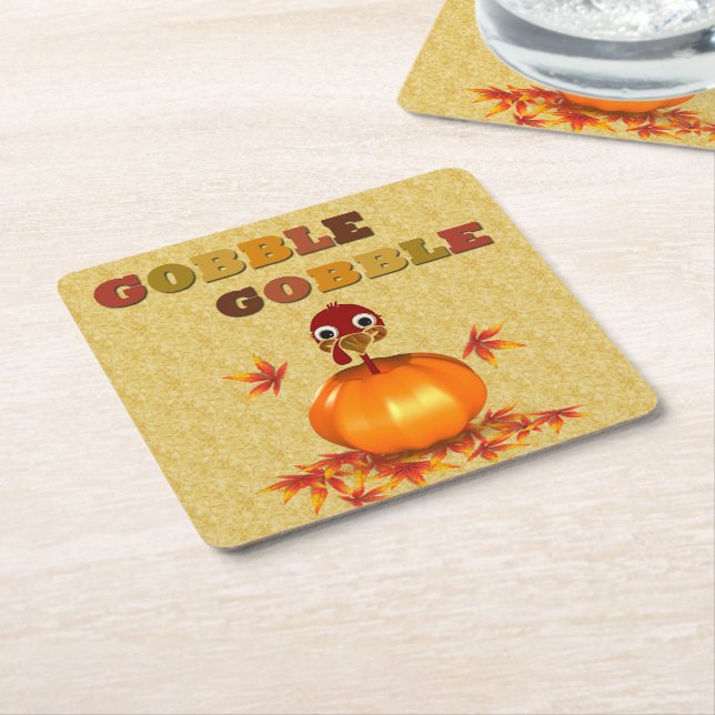 Funny Erntedank Türkei in Pumpkin Paper Untersetze Rechteckiger Pappuntersetzer (angewinkelt)