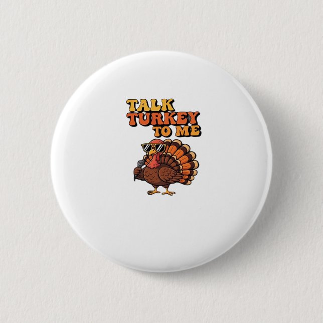 Funny Erntedank Türkei Retro 70er Gespräch Türkei Button (Vorderseite)
