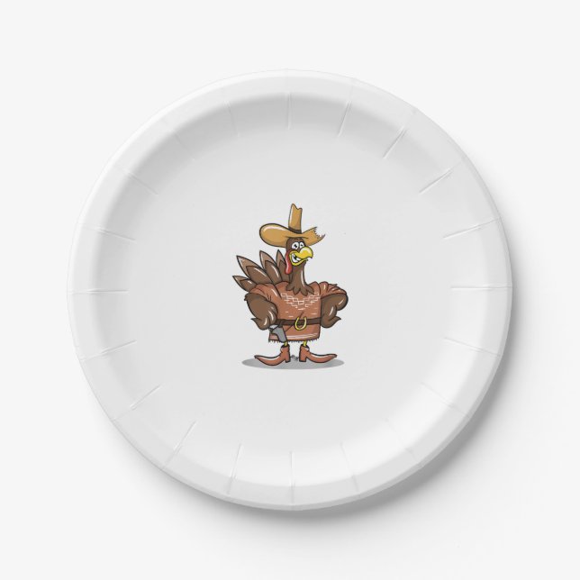 Funny Erntedank Turkey Cowboy Geschenk Lover Pappteller (Vorderseite)