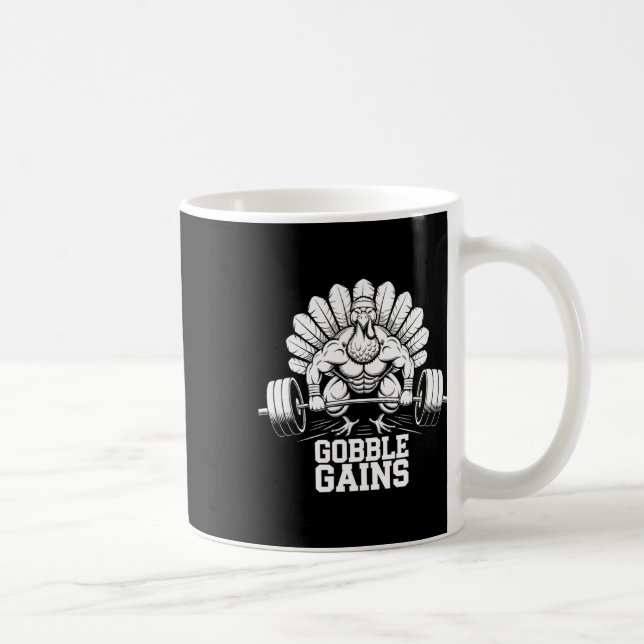 Funny Erntedank Turkey Gobble Gains Gym Workout Kaffeetasse (Rechts)