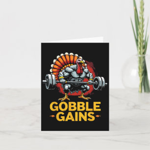 Funny Erntedank Turkey Gobble Gains Gym Workout Karte