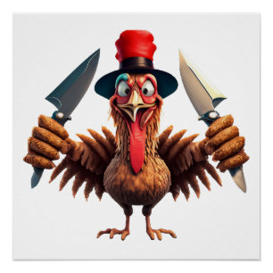 Funny Erntedank Turkey Rache - Weihnachten Poster