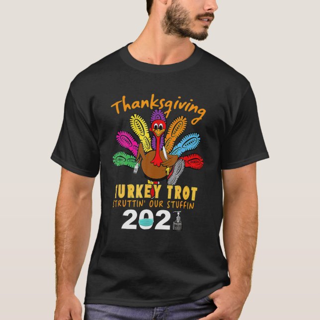 Funny Erntedank Turkey Trot T-Shirt (Vorderseite)
