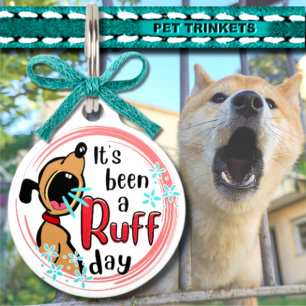 Funny Es war ein Ruff Day Pink Blue Dog Haustiermarke