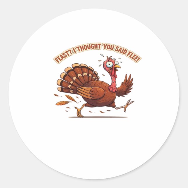 Funny Escaping Turkey Erntedank Klassischer T - Sh Runder Aufkleber (Vorderseite)