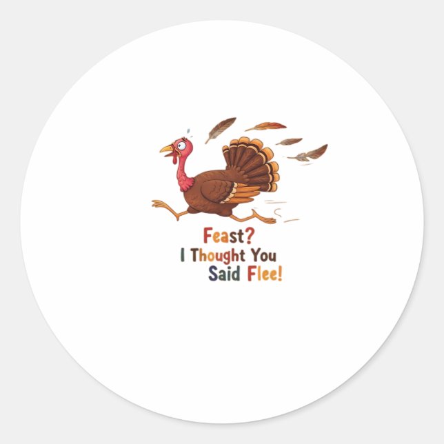 Funny Escaping Turkey Erntedank Klassischer T - Sh Runder Aufkleber (Vorderseite)