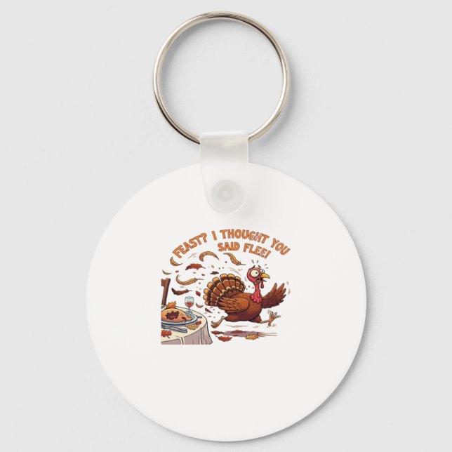 Funny Escaping Turkey Erntedank Klassischer T - Sh Schlüsselanhänger (Vorderseite)