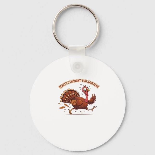 Funny Escaping Turkey Erntedank Klassischer T - Sh Schlüsselanhänger (Vorderseite)