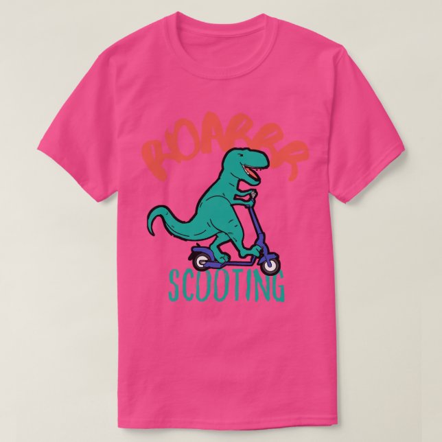 Funny EScooter Dino Driving Scooter 2 T-Shirt (Design vorne)