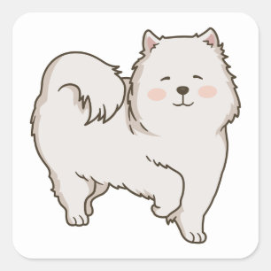 Funny Eskie Puppy Cartoon Dog Mama American Eskimo Quadratischer Aufkleber